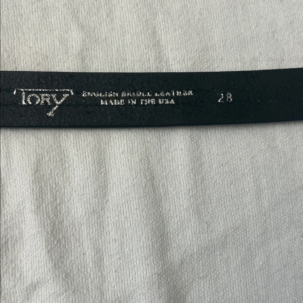 Tory Black Leather Horse bit Women's Belt with Silver Buckle size 28